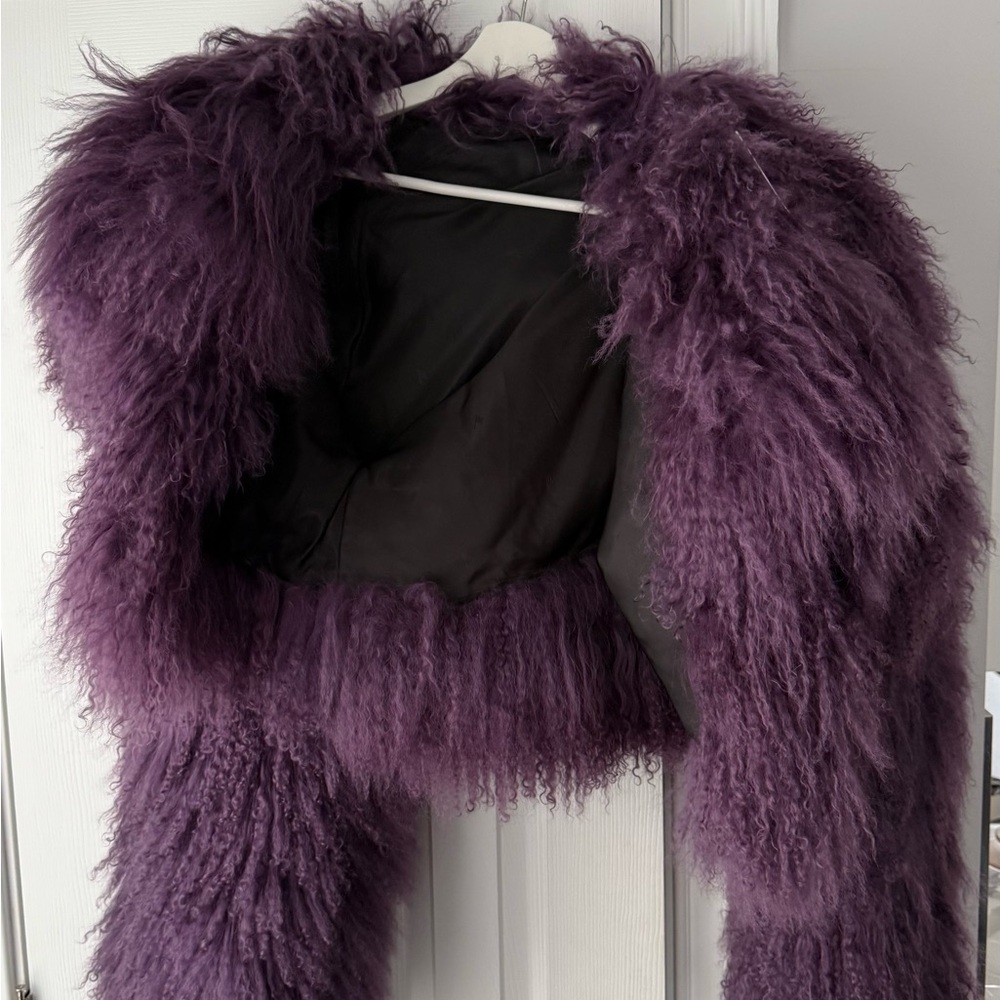The Attico Deep Purple Mongolian Fur Teddy Jacket - Picture 3 of 5